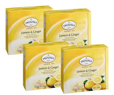 Twinings Lemon & Ginger Herbal Tea Bags Zesty Ginger Root - 100-Count ...