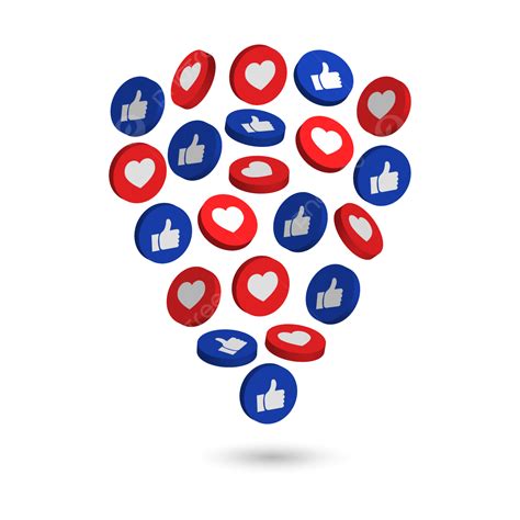 Social Media Likes Vector Hd PNG Images, 3d Social Media Like And Love ...