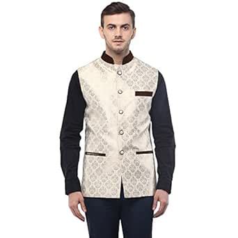 Buy Veera Paridhaan Men's Printed Beige Colour Nehru Jacket at Amazon.in