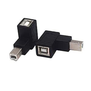 Kework 2 Pack USB Type B 2.0 Extender, 90 Degree Up Angle USB B Male to ...