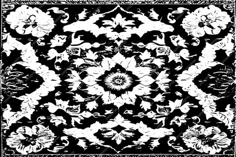 Вектор черно-белого бесшовного узора роскошного ковра монохромной ...
