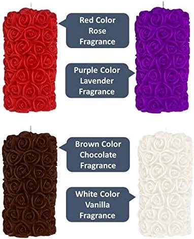 Shraddha Creation Rose Pillar Designer Diwali Candle, Red, Brown ...