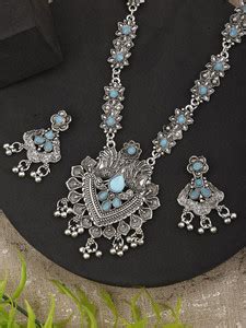 DEGHLAM Zinc Silver Blue Jewellery Set Price in India - Buy DEGHLAM ...