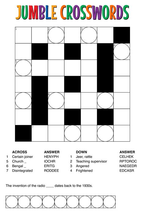 Jumble Crossword Puzzle - Free Printable