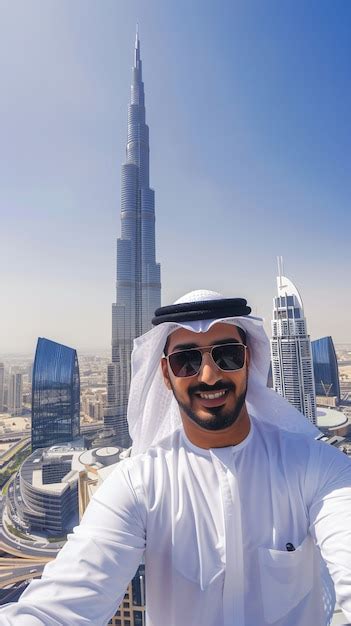 Portrait of man visiting the luxurious city of dubai | AI-generated image