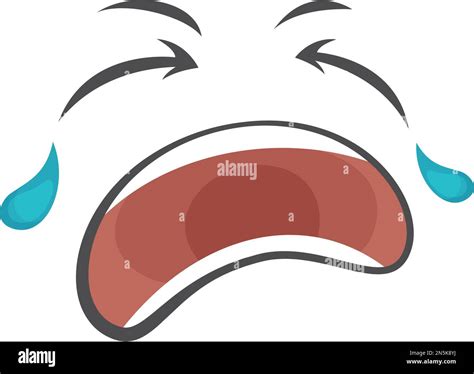 Crying loud emoji. Tearful face comic expression Stock Vector Image ...