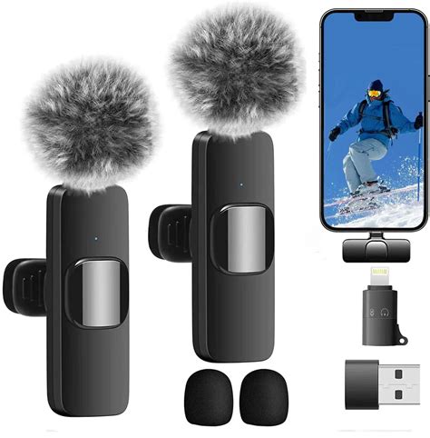 Amazon.com: HUACAM 2Pcs Lavalier Wireless Microphone for iPhone,Mini ...