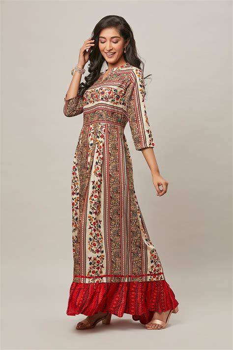 Urban Mystic Floral Printed Dress Style Flared Kurta – BlueClub Select