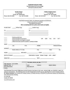 Transcript Request Form - Blank Fillable Template | Fill Out, Print ...