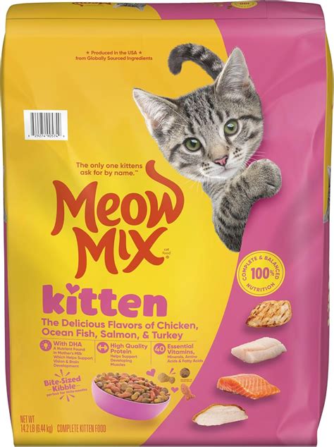 Amazon.com : Meow Mix Kitten Li’l Nibbles Dry Cat Food for Kittens, 14. ...