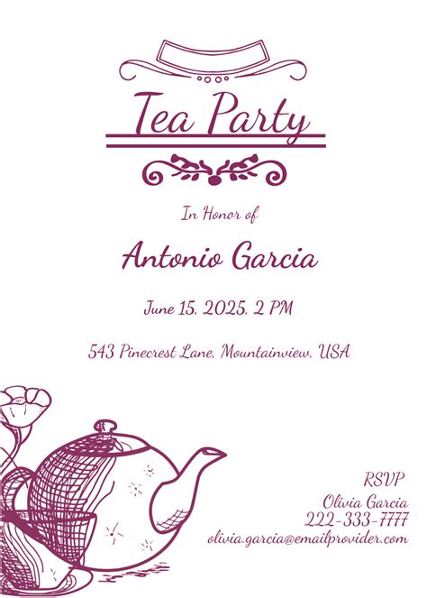 Formal Formal Tea Invitation Samples Tea Party Invitation Templates