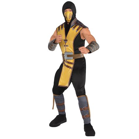 ADULTS SCORPION FANCY Dress Mortal Kombat Costume Halloween Ninja ...