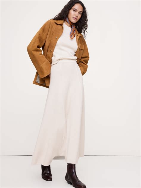 Merino-Cotton Midi Sweater Skirt | Banana Republic