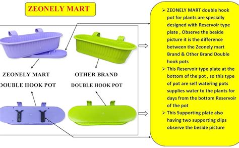 ZEONELY MART Hanging pots for Plants Balcony Railing, Double Hook Pot ...