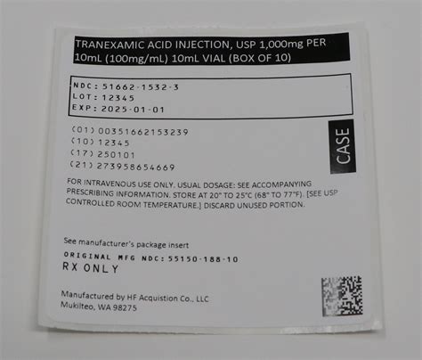 TRANEXAMIC ACID (HF Acquisition Co LLC, DBA HealthFirst): FDA Package ...