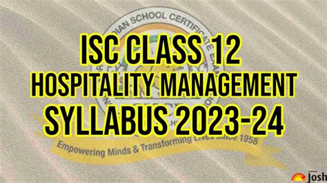 ISC Class 12 Hospitality Management Syllabus 2023 - 2024: Download ...