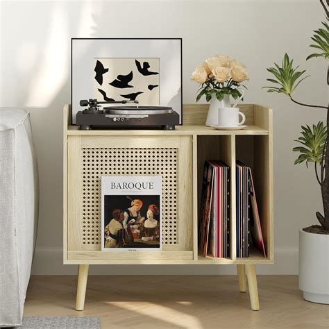 Semiocthome Record Player Stand with Vinyl Storage, India | Ubuy
