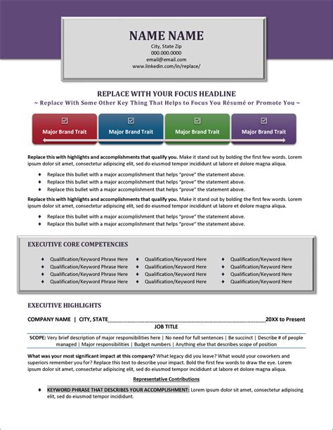Downloadable C-Suite Resume Template for Microsoft Word
