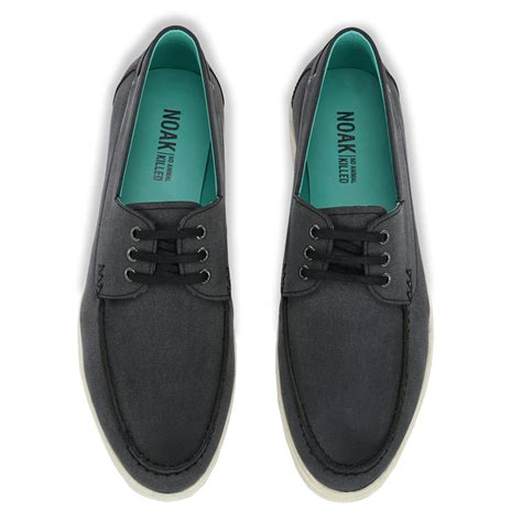 NOAK BLACK ORGANIC CACTUS LEATHER BOAT SHOE