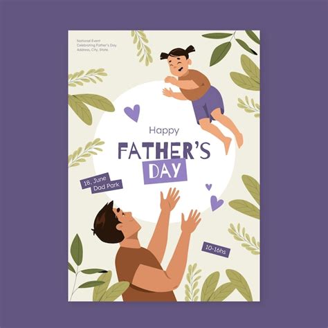 Flat vertical poster template for father's day celebration | Free Vector