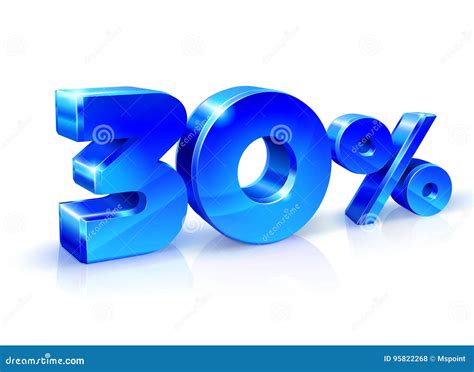 Glossy Blue 30 Thirty Percent Off, Sale. Isolated on White Background ...