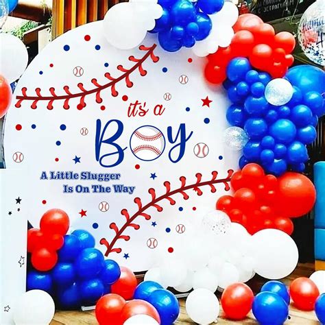 Amazon.com: Baseball Theme Baby Shower Backdrop Decorations Gender Reveal Party Decals Baby Boy ...