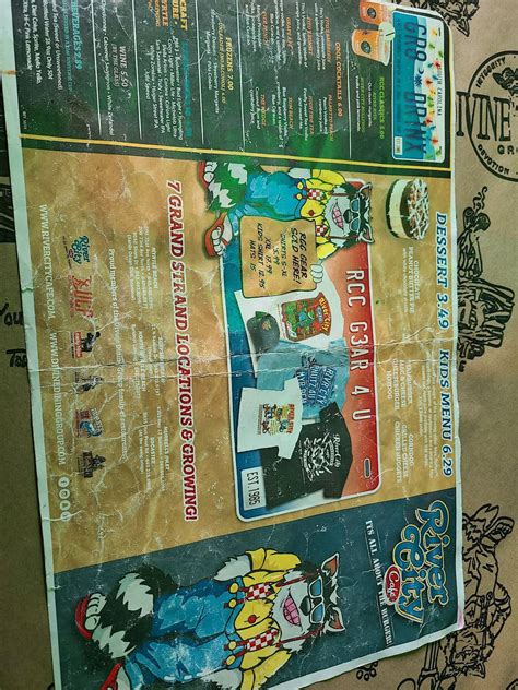 Menu at River City Cafe, Surfside Beach, 11 N Seaside Dr