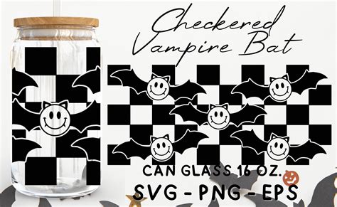 Checkered Vampire Bat Glass Wrap Svg Graphic by BlackSnowShopTH ...