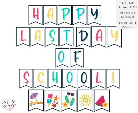 Happy Last Day of School Printable Banner, Printable Banner for the ...
