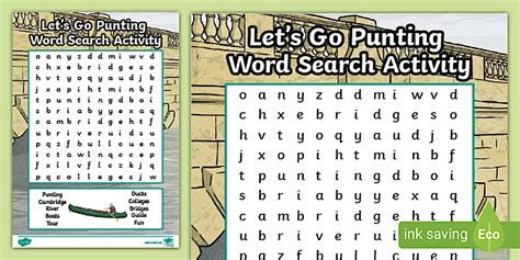 Let’s Go Punting Word Search Activity - Resources - Twinkl