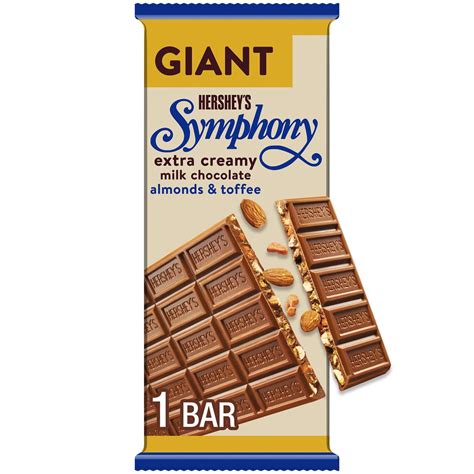 Hershey's Symphony Chocolate Almond Toffee Giant Candy, Bar 7.37 oz ...