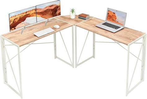 PRITI Corner Desk Folding Table Writing Computer Desk L-Shaped Home ...