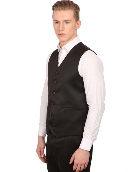 Buy Black WINTAGE Solid Single-Breasted Waistcoat with Welt Pockets | AJIO