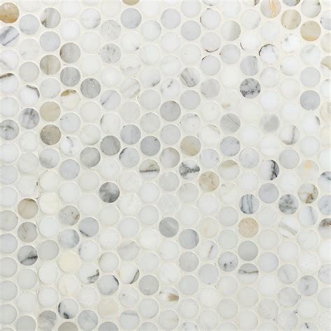 Calacatta 1 | Penny round tiles, Marble mosaic tiles, Penny tile