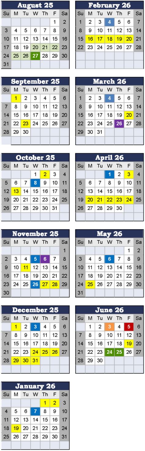 Academic Calendar 2025-26 | Wellesley Public Schools