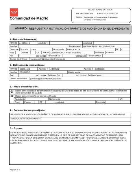 Formulario Petición Comunidad De Madrid - Fill Online, Printable ...