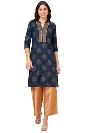 Buy Rangmanch by Pantaloons Women's Cambric Printed Regular Fit Kurtas ...