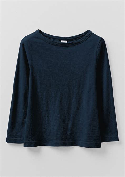 Lia Cotton Boat Neck Tee | Dark Navy | TOAST