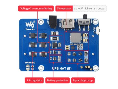 Buy Waveshare Uninterruptible Power Supply UPS HAT (B) for Raspberry Pi ...