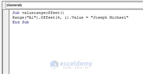Image result for Excel VBA Range.offset Examples