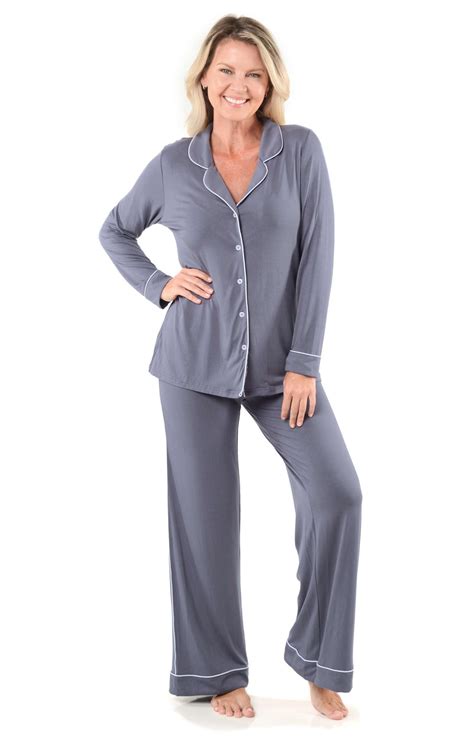 Bamboo Pajama Long Sets for Women with A-line Top & Flowing Drawstring ...