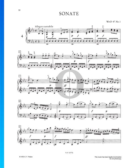 Sonata in E-flat Major, WoO 47 No. 1 (Ludwig van Beethoven) Piano Sheet ...