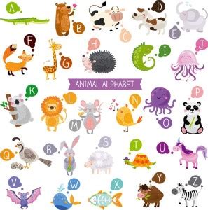 animal english alphabets kids learning charts premium posters kids ...