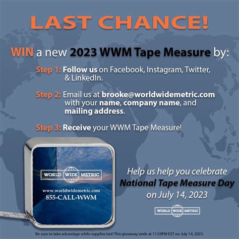 World Wide Metric on LinkedIn: #lastchance #nationaltapemeasureday #free