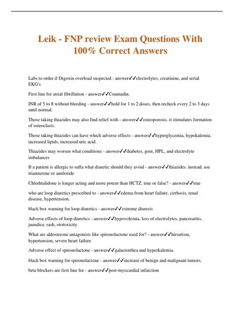 Leik - FNP review Exam Questions With 100% Correct Answers - LEIK FNP ...