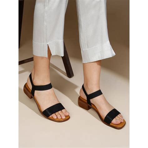 Buy Inc.5 Womens Black Casual Square Toe Block Heel Sandals Online