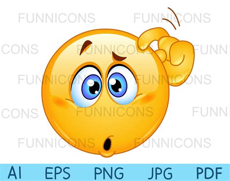 Confused or Thinking Emoji Scratching his Head, Vector clipart stock.