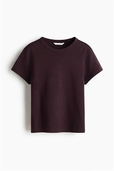 Women's Burgundy Cotton T-shirt | H&M IN