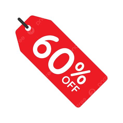 Discount Tag Icon With 60 Off On White Background Vector, Offer, Tag ...