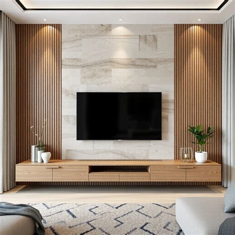living room wall with tv wall panels flat or slats Prompts | Stable ...
